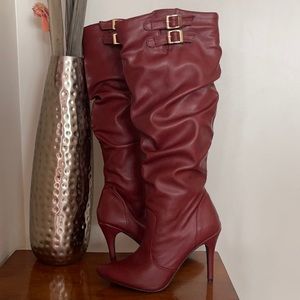 Red tall boots